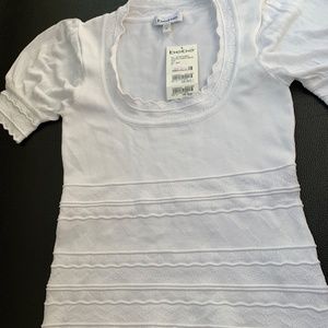 White Bebe sweater with puffed sleeves(NWT)